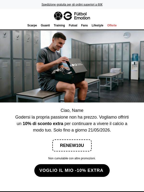 -10% extra per rinnovare il tuo materiale ⚽