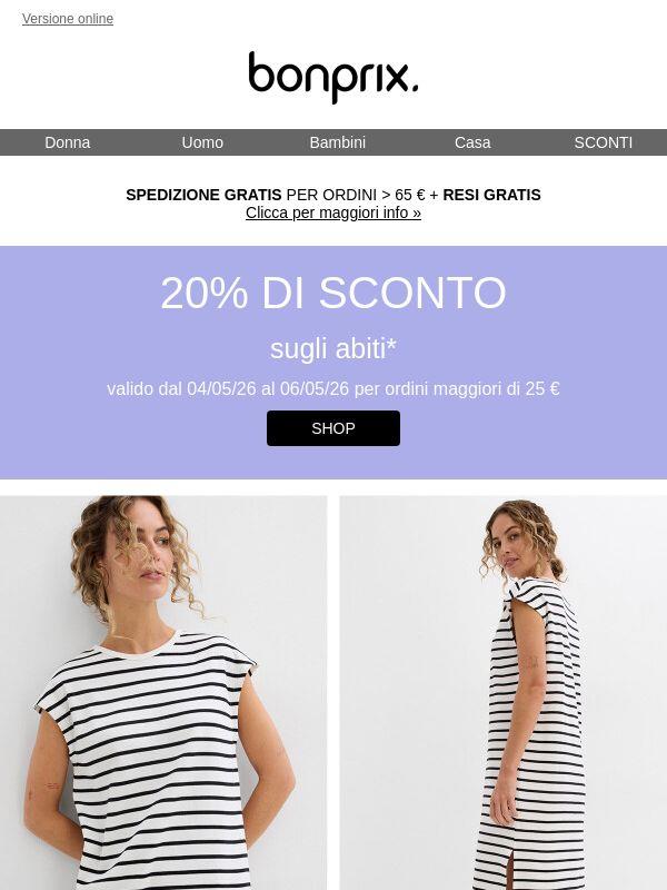 20% di sconto sugli abiti 👗