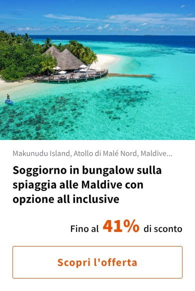 Soggiorno in bungalow sulla spiaggia alle Maldive con opzione all inclusive