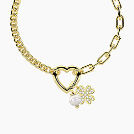 Bracciale DUETTO   con ciondoli QUADRIFOGLIO e...