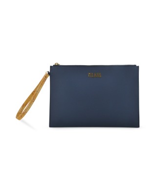 Image of Alviero Martini Prima Classe - Clutch con Polsiera in Tessuto Gommato Geo Harmonia