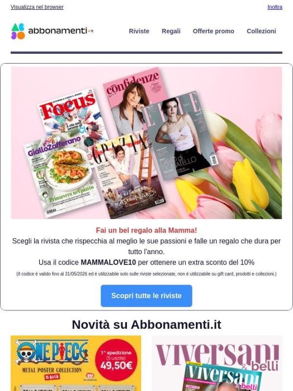 Auguri Mamma! 💐 Grandi passioni e un codice sconto per te!