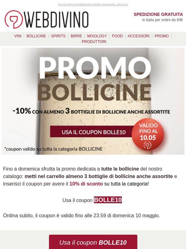 -10% su tutte le bollicine 🍾 Fino a domenica