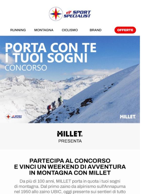 Partecipa al concorso Millet 🏔️