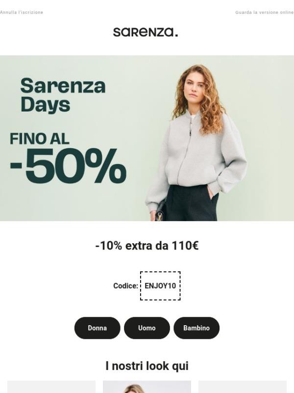 Sarenza Days: fino al 50% di sconto 📢