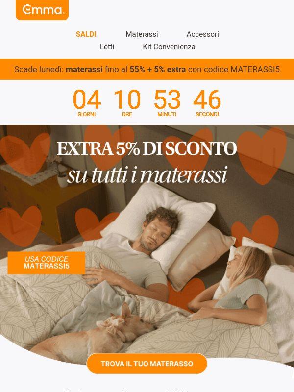 Il tuo nuovo materasso fino a -55% + extra 5% 🛏️