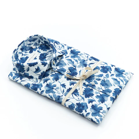 Camicia Fantasia Floreale Blu e Bianca