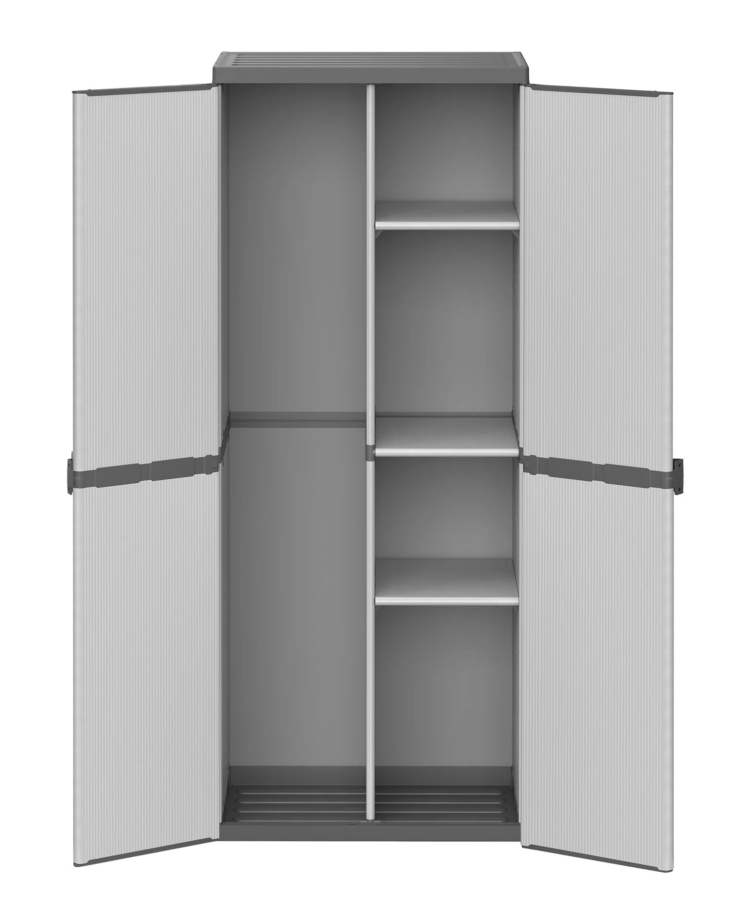 Image of Armadio Portascope da Esterno 68x40x165 cm 2 Ante 4 Ripiani in Resina Grigio
