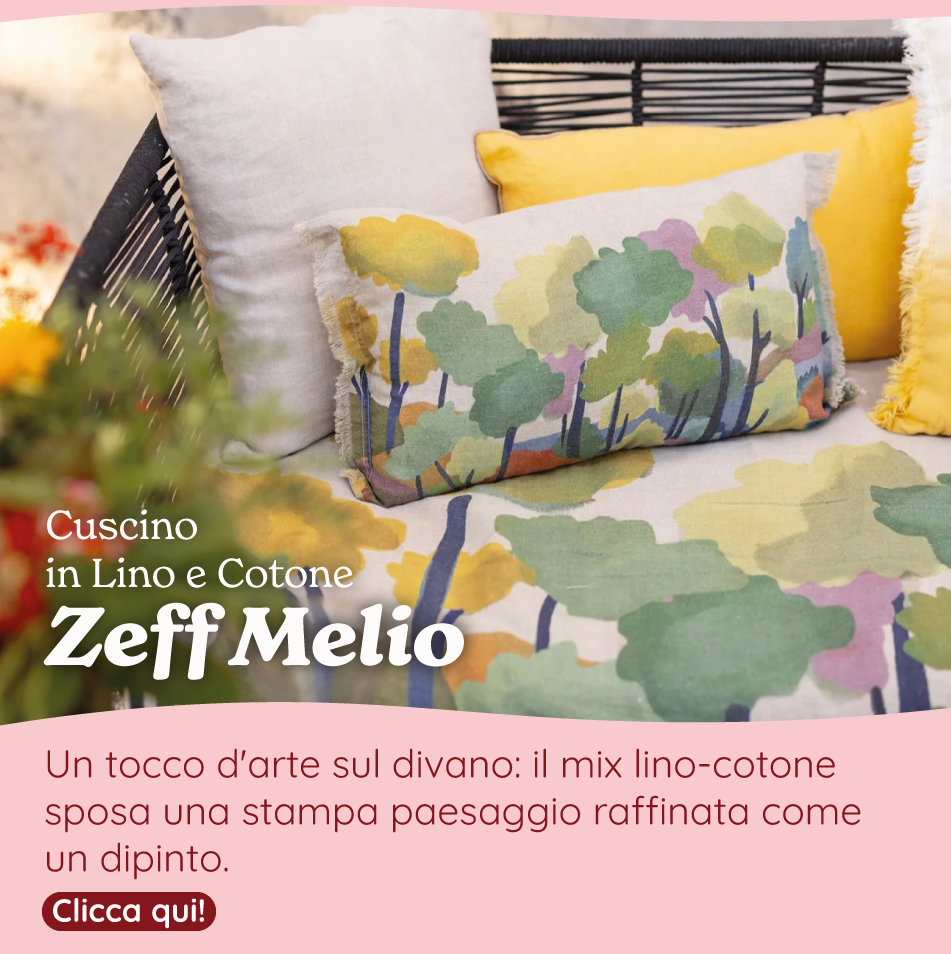 Cuscino in Lino e Cotone Stampa Paesaggio Dipinto - Zeff Melio