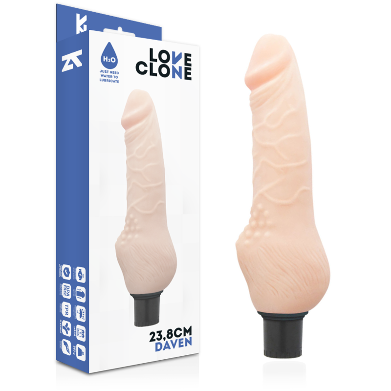 Dildo Realistico Vibrante Autolubrificante Loveclone Daven — 23,8 cm