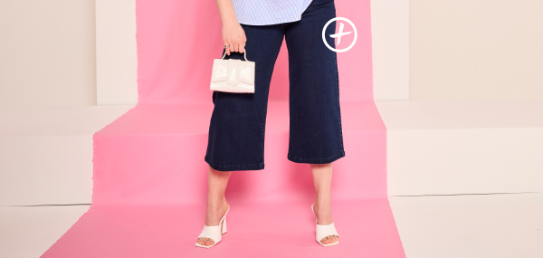 Culottes di jeans con taglio della gamba ampio e lungo fino al polpaccio