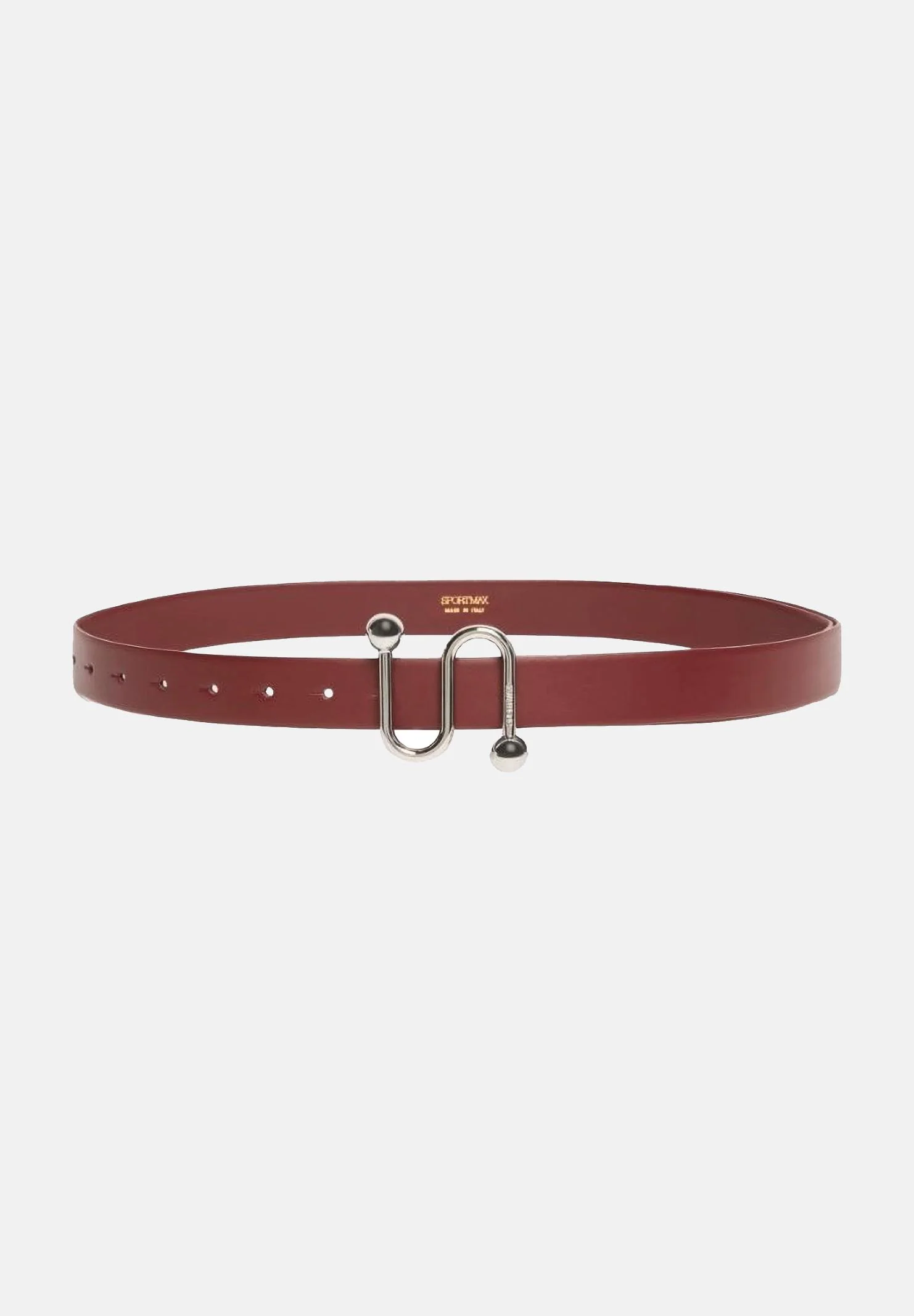 Image of SPORTMAX Cintura bordeaux da donna in vitello liscio con fibbia a S