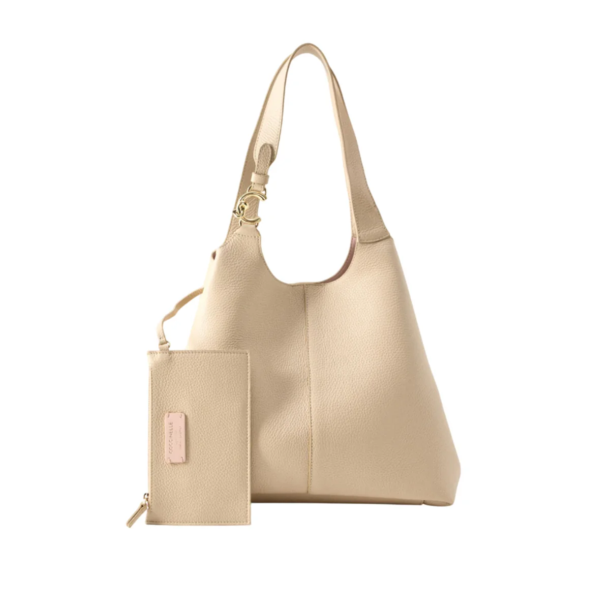 Coccinelle C-Easy Large Borsa in Pelle Colore Sandshell