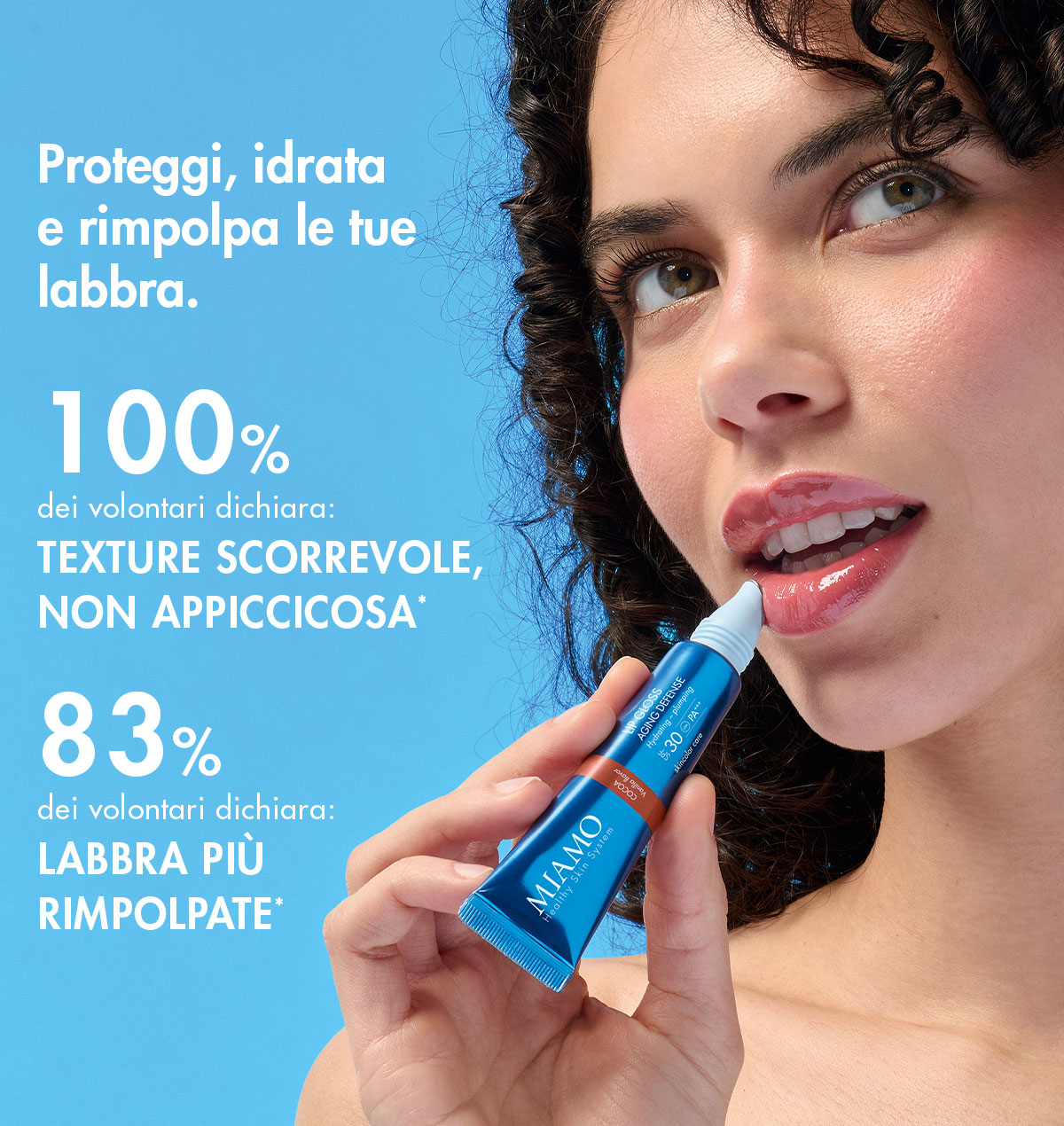 lip gloss con 100% texture scorrevole e 83% di labbra più rimpolpate