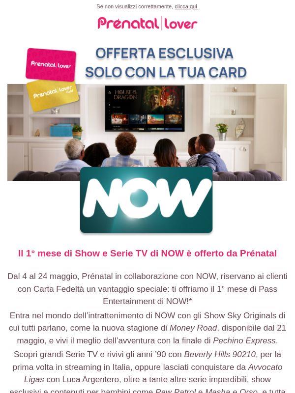 Ti offriamo il 1° mese di Show e Serie TV di NOW, solo con la tua Card