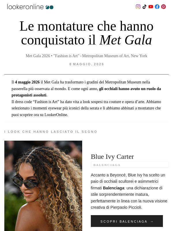 ✨ Gli occhiali più fotografati del Met Gala
