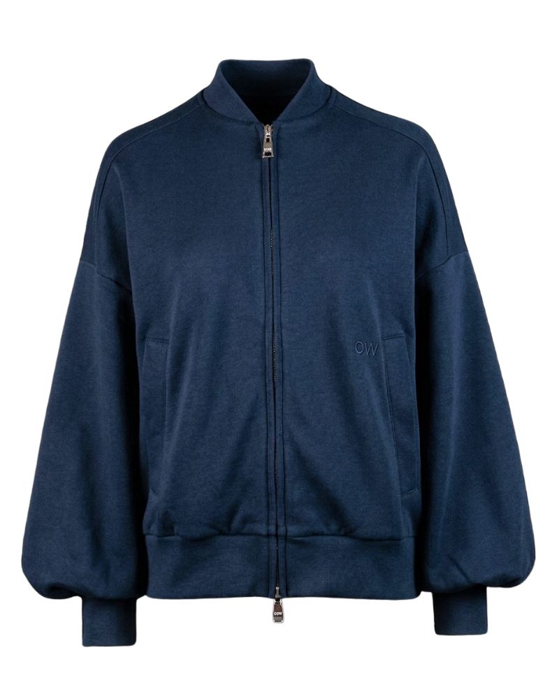 Giubbotto Bomber Loose Fit in Interlock Navy