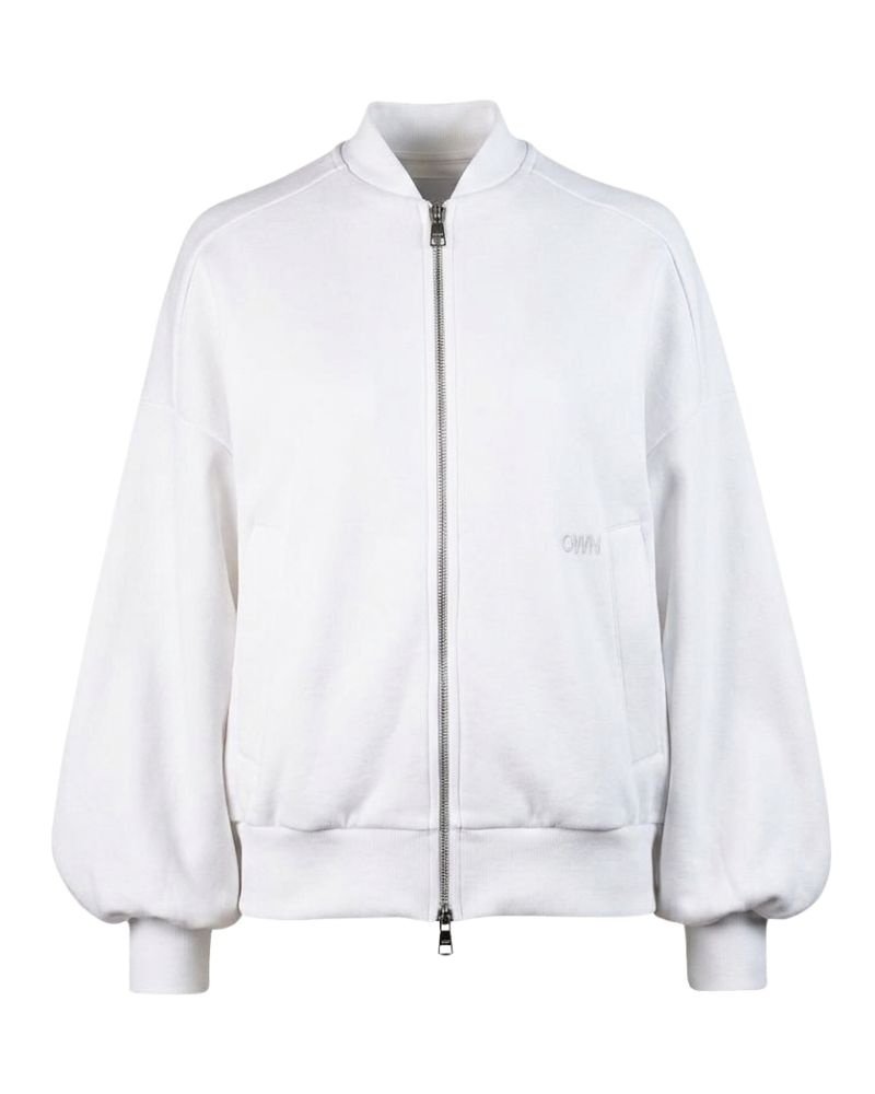 Giubbotto Bomber Loose Fit in Interlock Off White