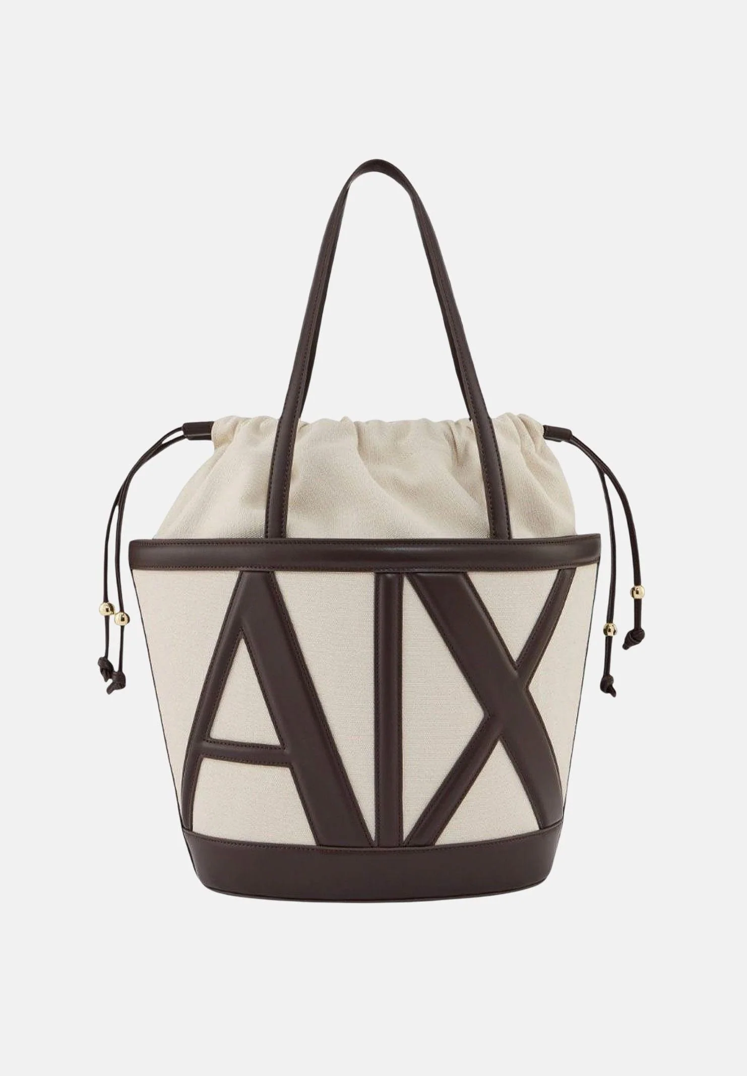 Image of ARMANI EXCHANGE Shopper beige e marrone da donna con logo