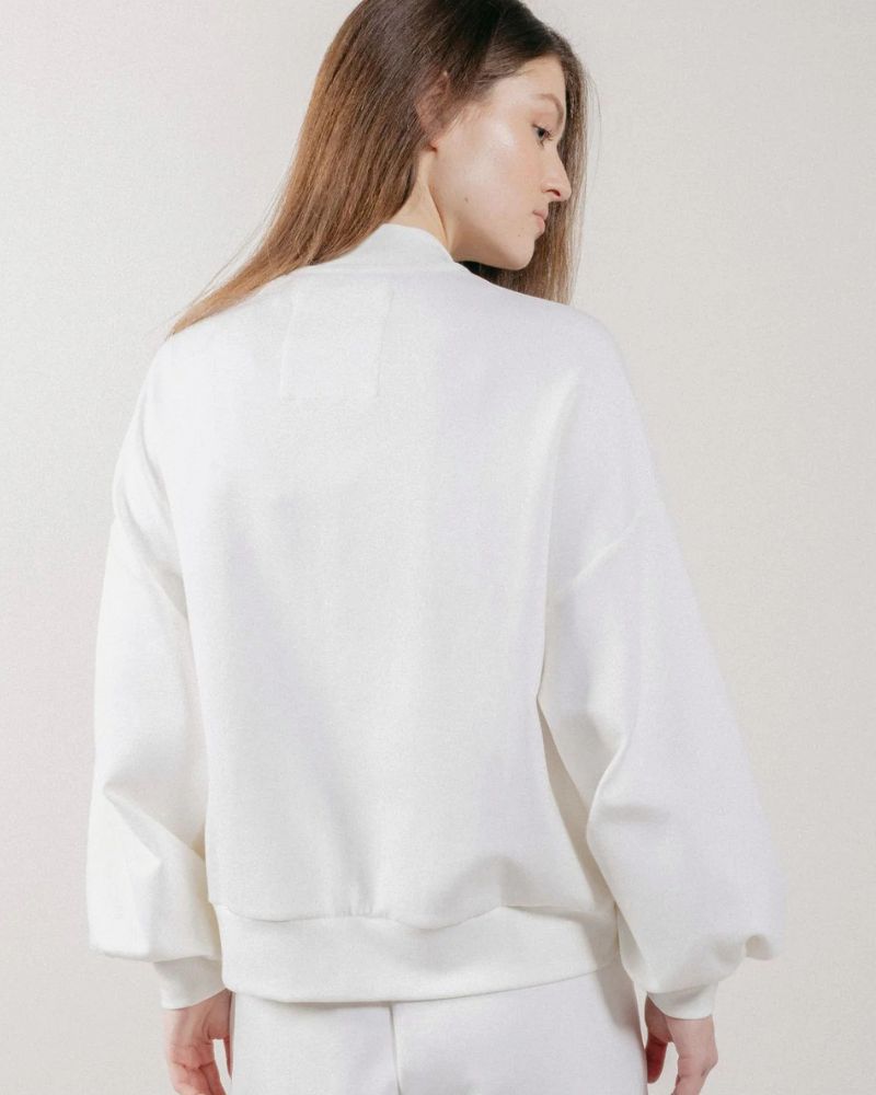Giubbotto Bomber Loose Fit in Interlock Off White