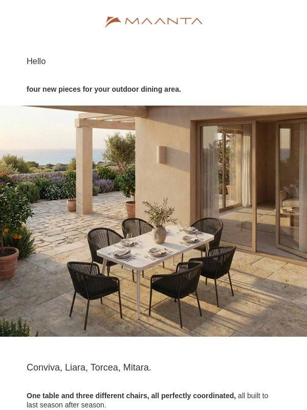 The outdoor dining collection is here