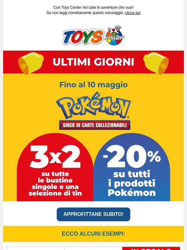 ⏰ Ultimi giorni! -20% su TUTTI i prodotti Pokémon, in più 3x2 sulle bustine singole!