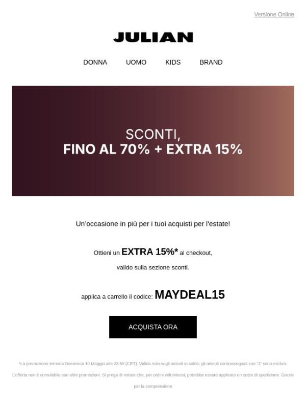 LAST CALL | Ultime ore per il tuo EXTRA 15% sui saldi