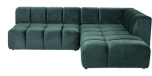 Belami Corner Sofa in Dark Green Velvet (Right-Hand)