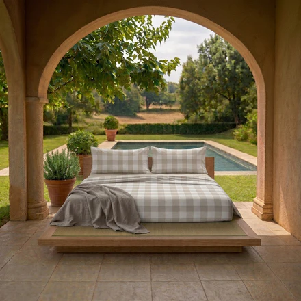 Completo Letto Matrimoniale in Cotone con Stampa - Fantasia Secret Garden Leonard Beige