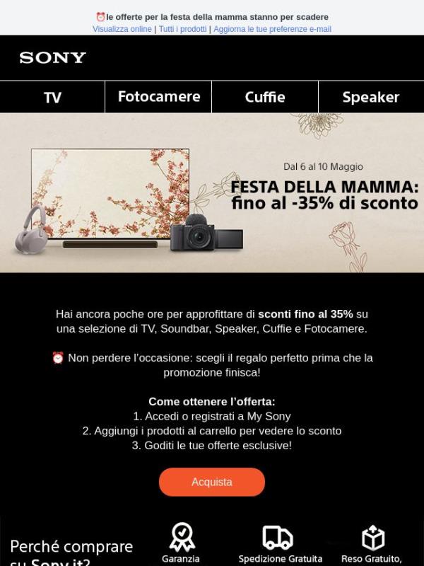 Ultime ore per approfittare del fino al 35% di sconto per la festa della mamma