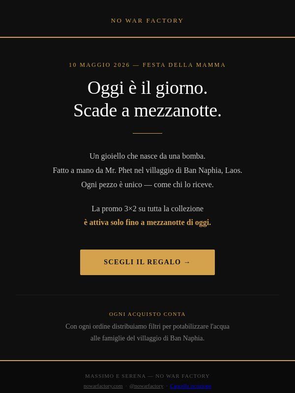 Oggi è la Festa della Mamma. Scade a mezzanotte.