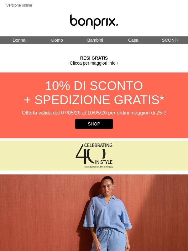 Fai shopping oggi e risparmia il 10% + le spese di spedizione 🍋