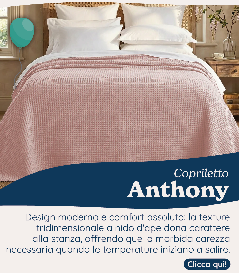 Copriletto in Cotone a Nido d'Ape StoneWashed No Stiro - Anthony