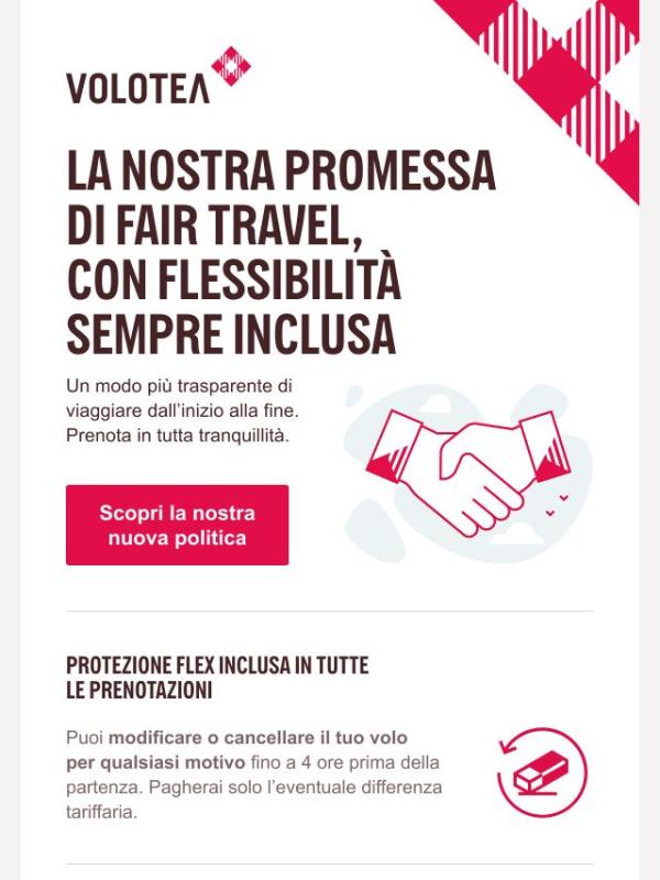 Gentile cliente, scopri la Promessa di Fair Travel di Volotea