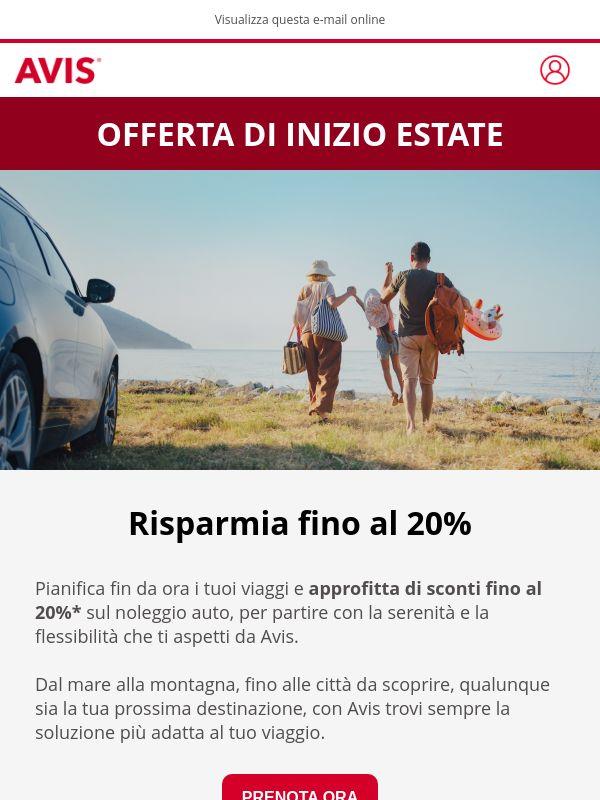 Sconto fino al 20% sul noleggio auto 2026