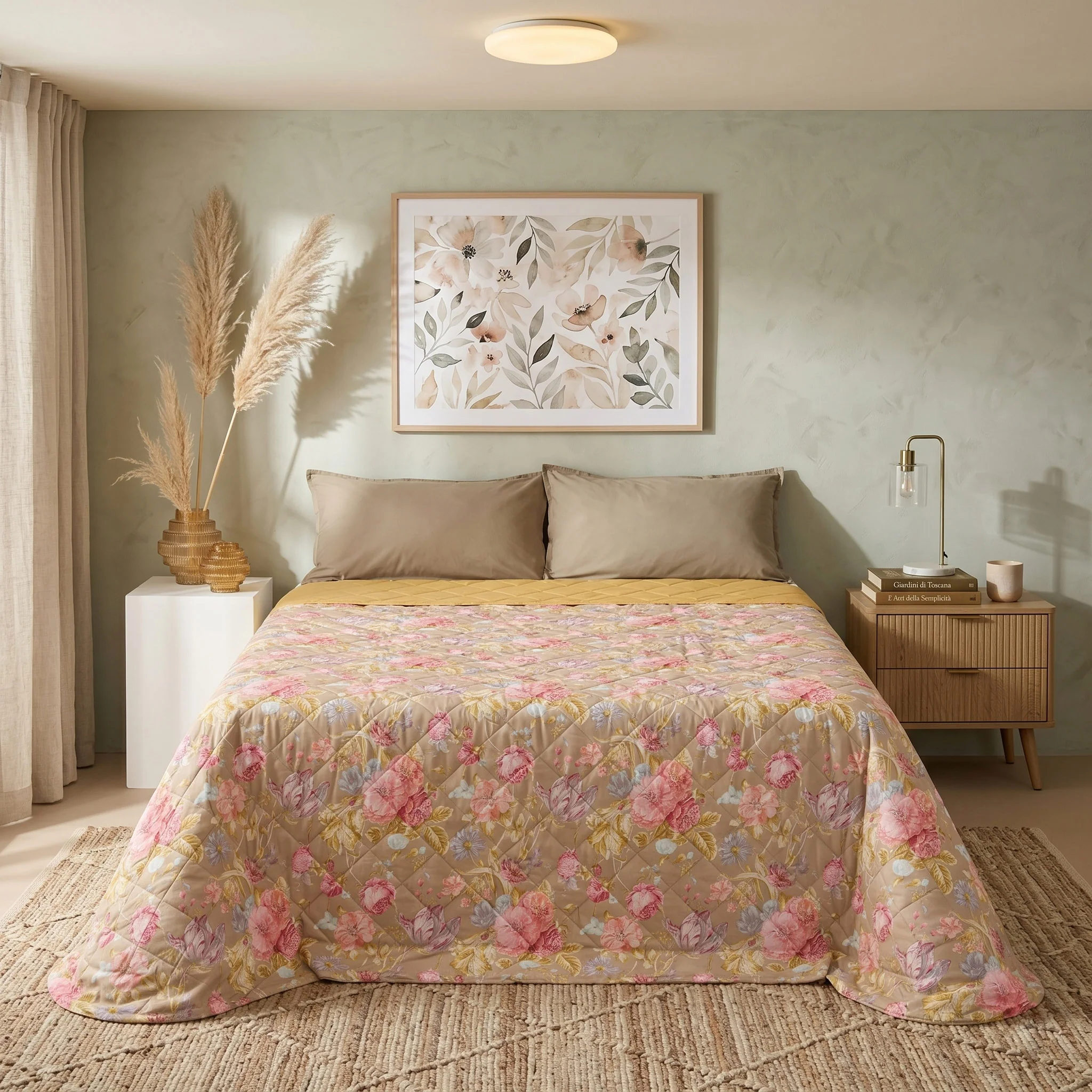 Image of Trapuntino Leggero in Percalle <br>di Cotone Fantasia Floreale - <b>Floraison