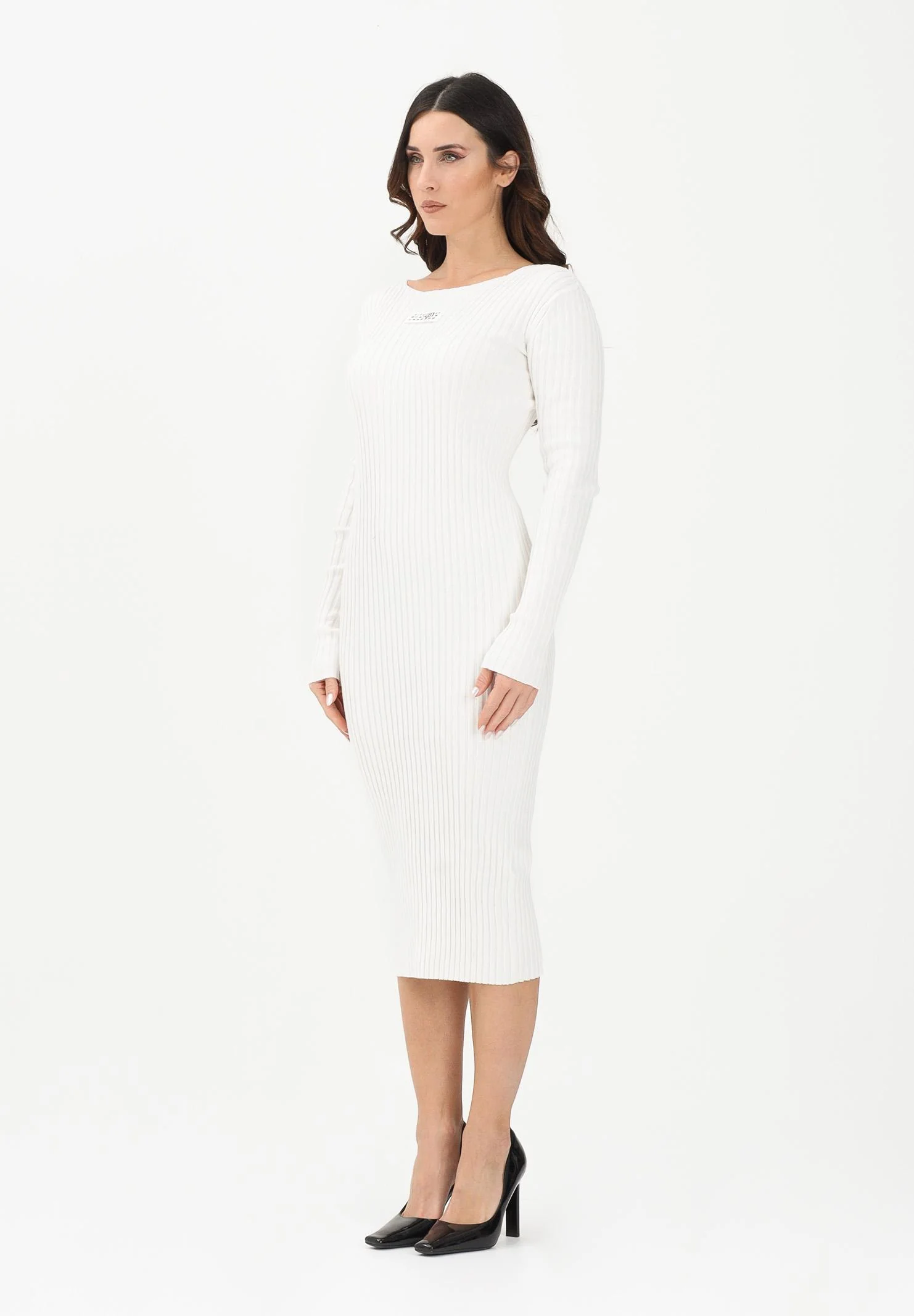 Image of MAISON MARGIELA Abito midi bianco per donna, ragazze e bambine con logo
