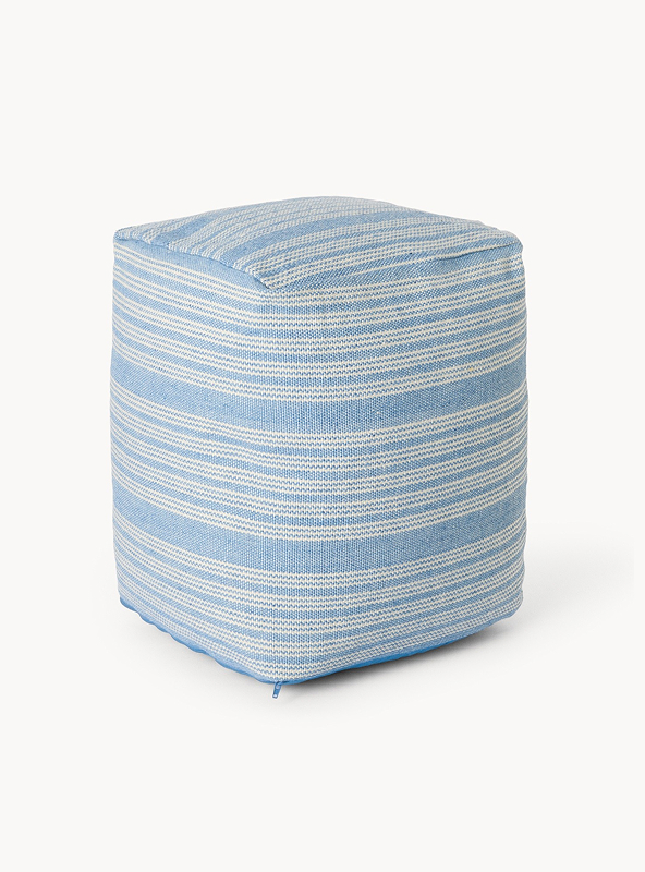 Pouf a righe azzurre e bianche