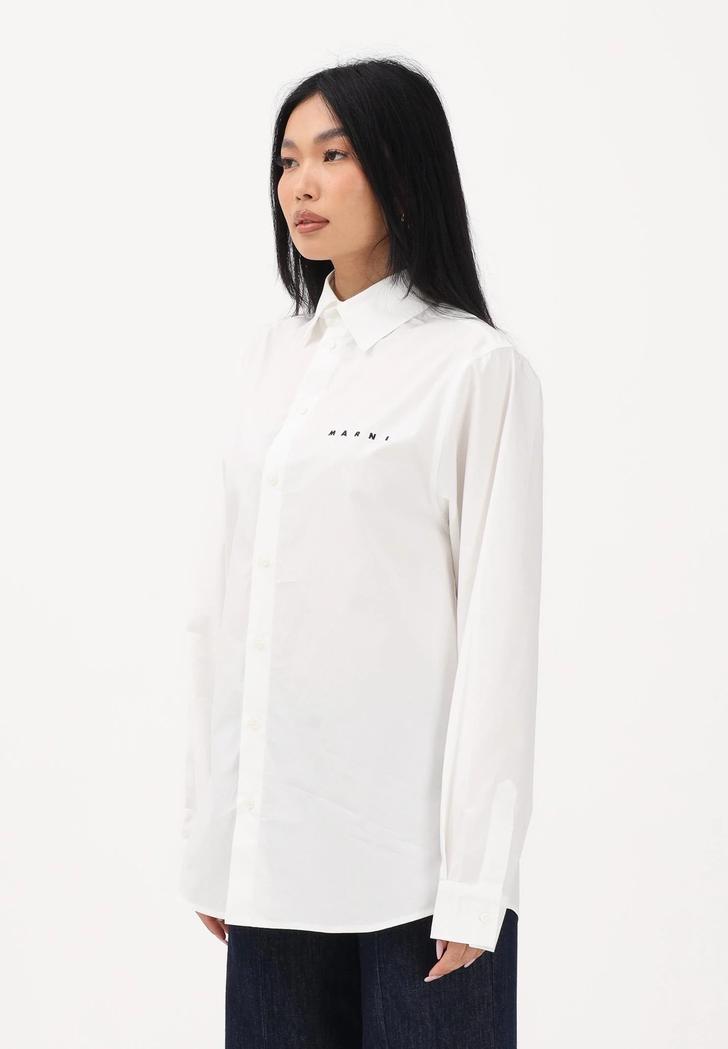 Image of MARNI Camicia a manica lunga bianca per donna, ragazzi e bambini con logo