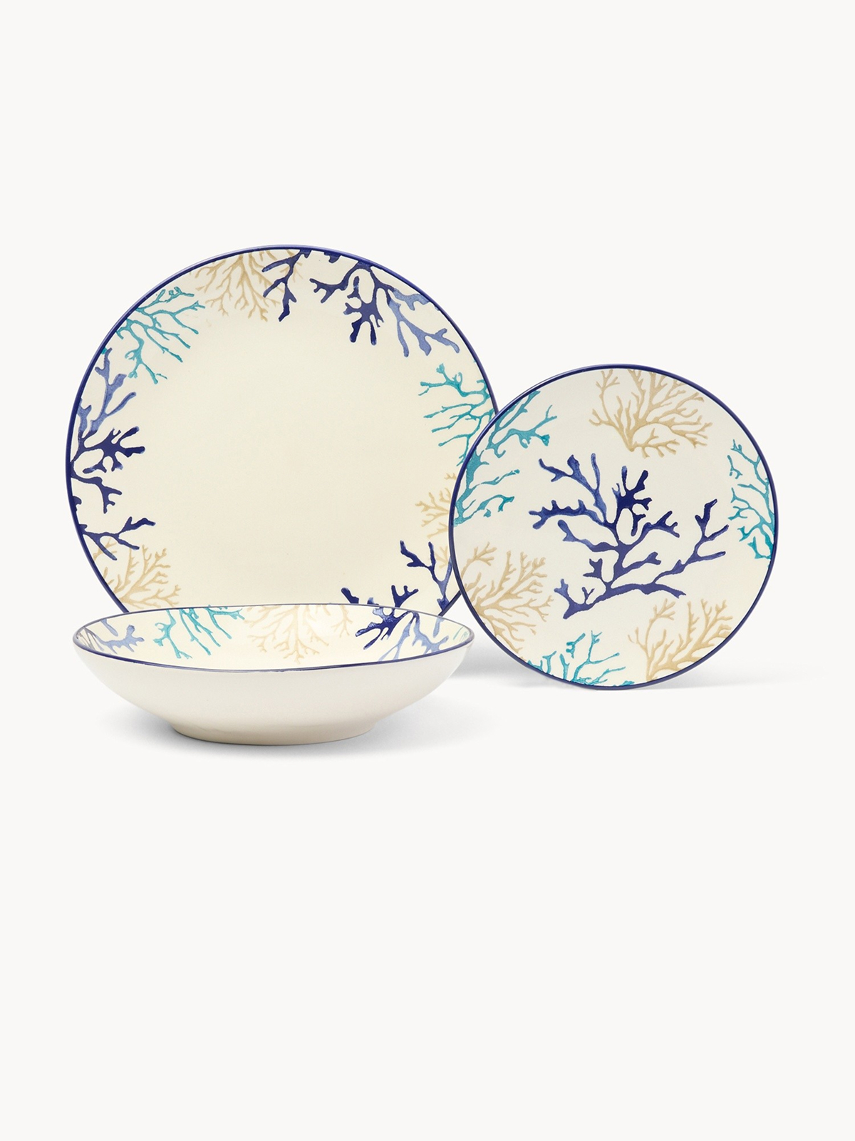 Piatto fondo in ceramica decoro coralli