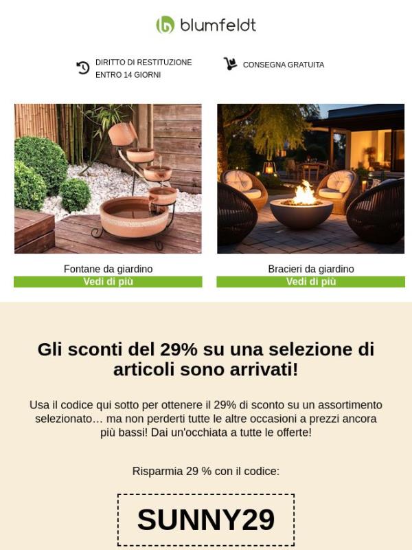 Offerta  a tempo limitato: sconti fino al 29% sui prodotti selezionati!
