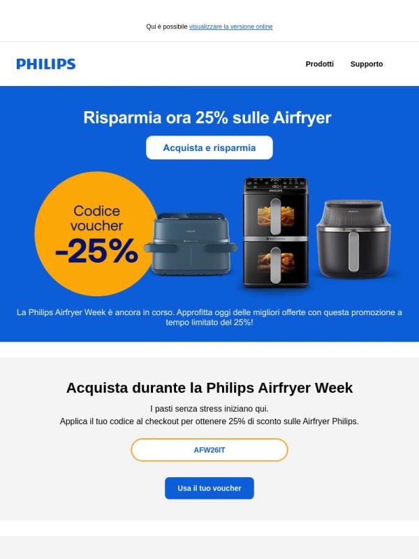 Risparmia ora 25% sulle Airfryer ✨
