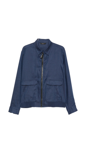 Linen and wool blouson jacket