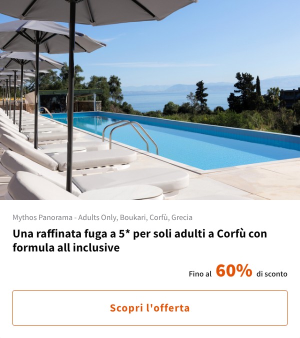Una raffinata fuga a 5* per soli adulti a Corfù con formula all inclusive