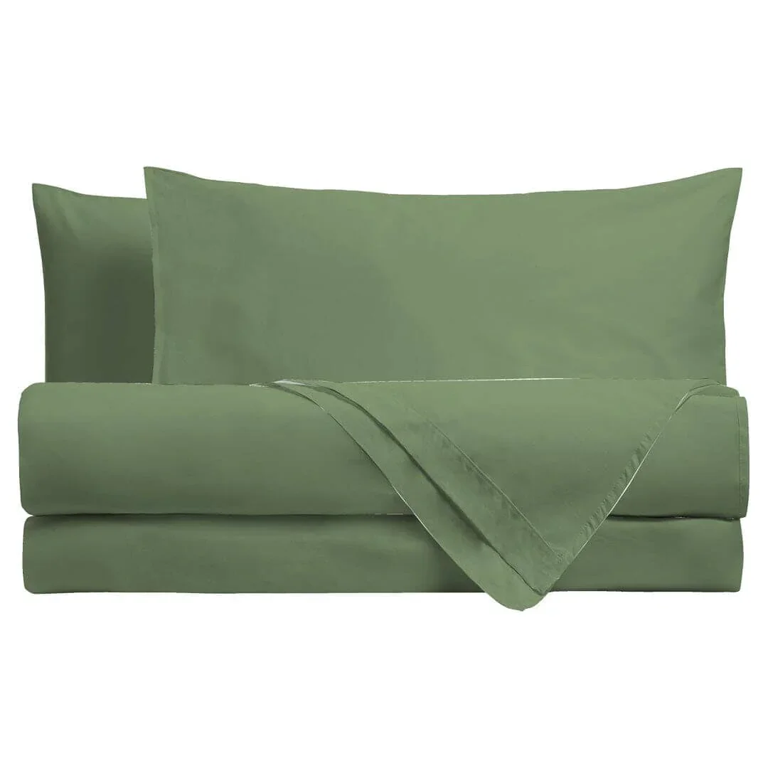 Completo Letto Matrimoniale in Cotone - Tinta Unita Verde - Amo La Casa Shop