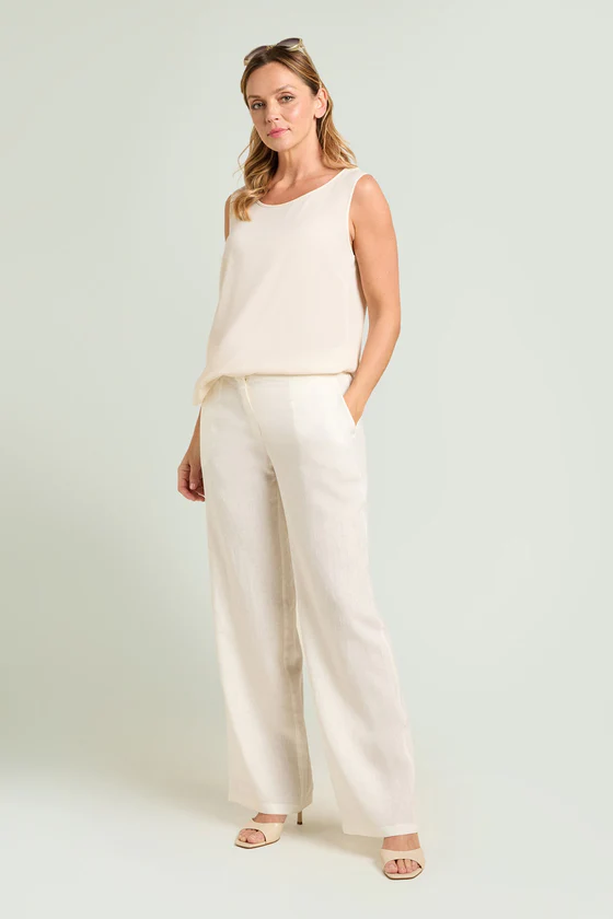 PANTALONI AMPI IN LINO-VISCOSA