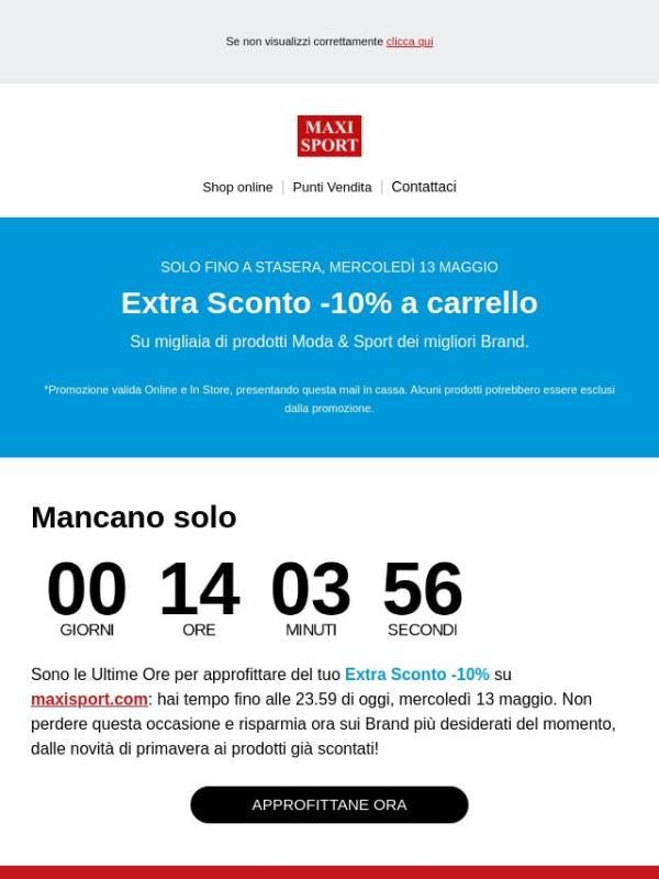 ⏳ ULTIME ORE: il tuo Extra Sconto termina stasera!