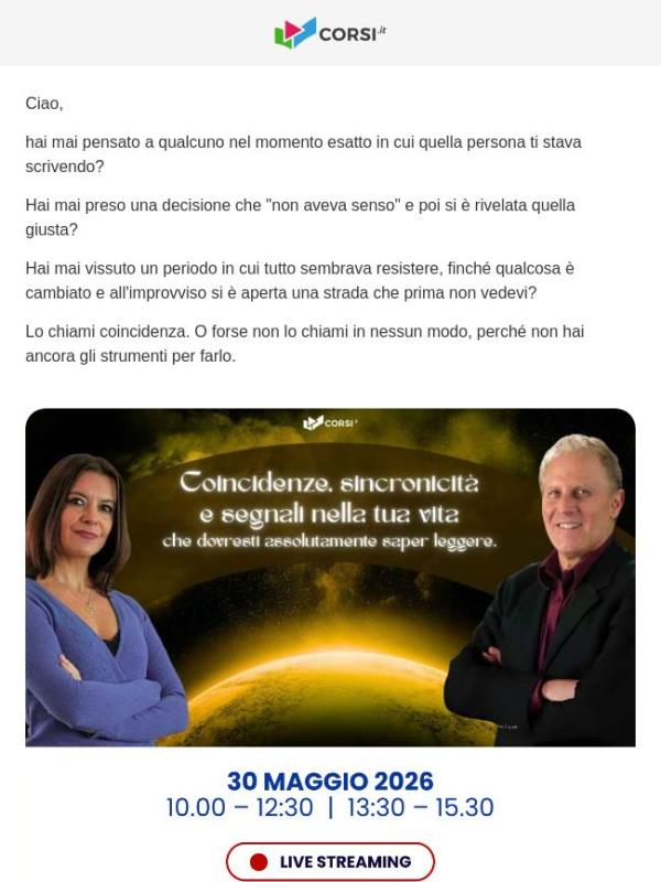 [Diretta Gratuita] COINCIDENZA (o qualcos'altro?)