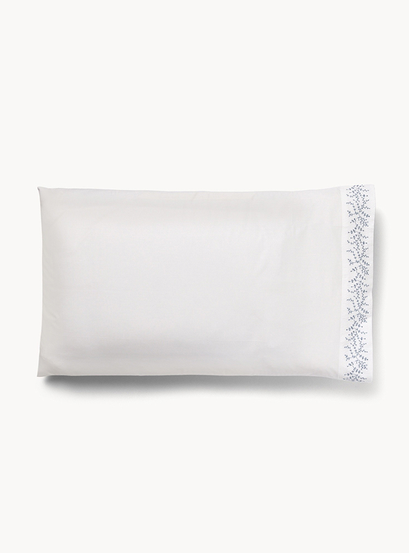 Federa in cotone con ricamo floreale