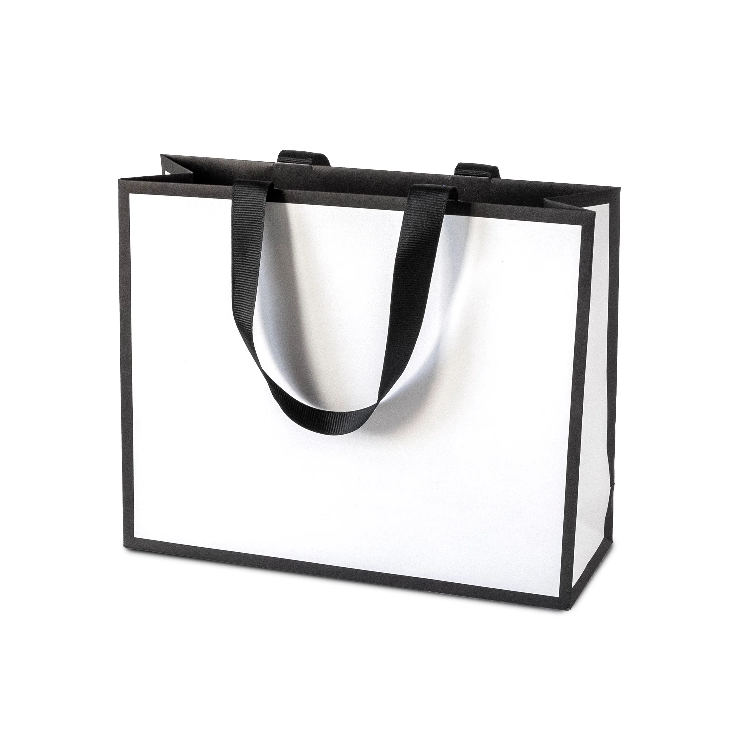 Image of Shopper Carta Lusso Black Frame con Manici in Nastro Gros Grain
